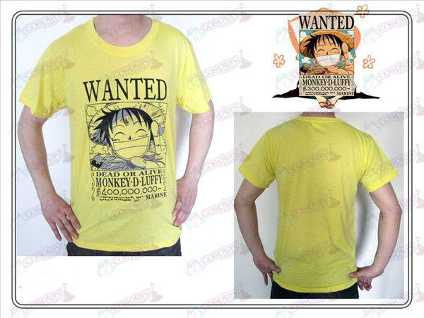 One Piece Accessoires Luffy Wanted T-shirt (geel)
