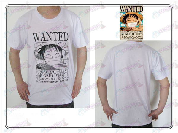 One Piece Accessoires Luffy Wanted T-shirt (wit)