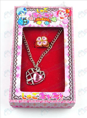 Shugo Chara! Accessoires hartvormige ketting + ring (Pink)