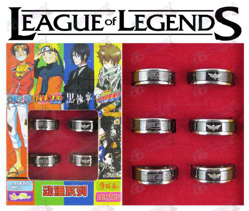 League of Legends Accessoires zwart staal roterende ring (6 / set)