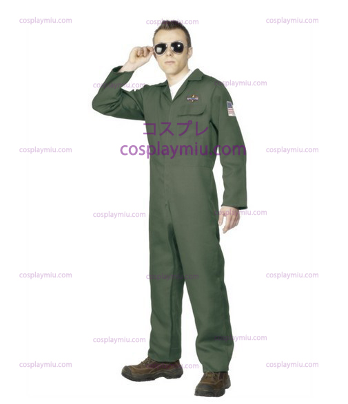 Volwassen Mens Aviator Topgun Pilot Fancy Dress Costume