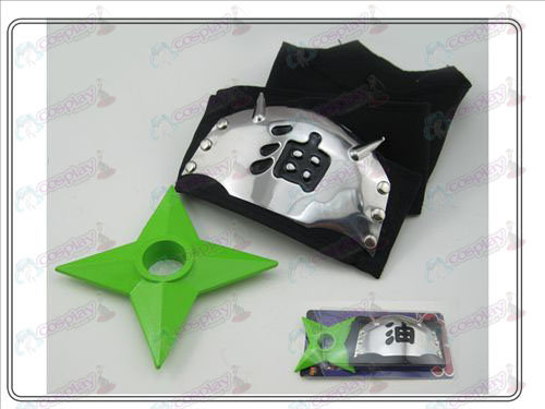Naruto hoofdband + l Groen Zwart Oil Shuriken (delig pak)
