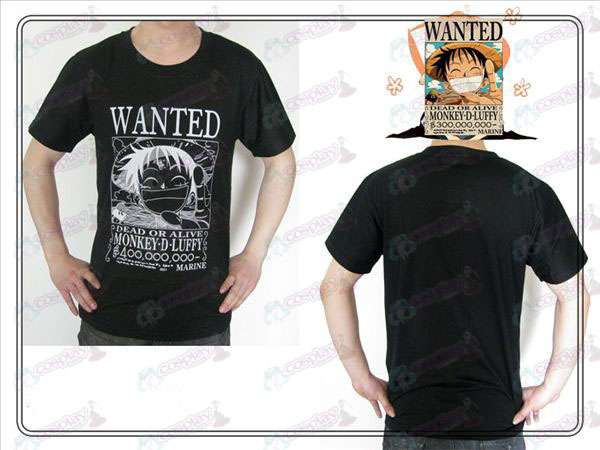 One Piece Accessoires Luffy Wanted T-shirt (zwart)