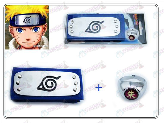 Naruto konoha blauwe hoofdband + Collector's Edition Zhu Zi Ring