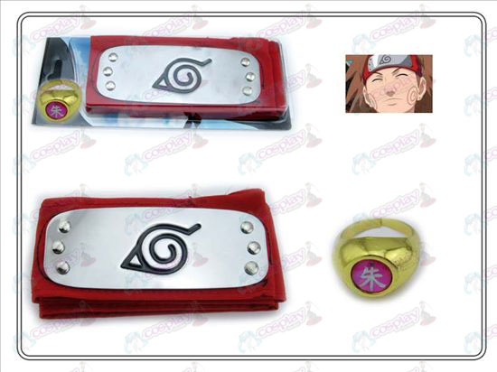 Naruto konoha rode hoofdband + Vijf Zhu Zi Ring