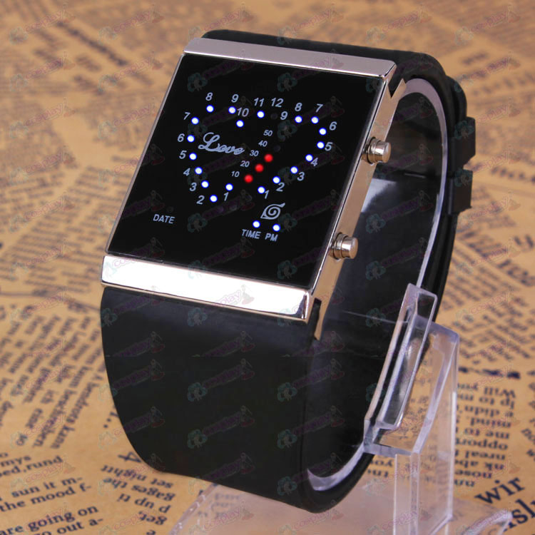 Naruto konoha logo LED horloge zwart liefde