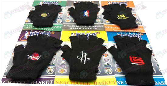 Basketball half-vinger handschoen borduurwerk (6 paar / set)
