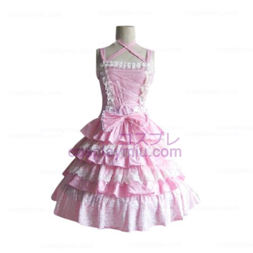 Prachtige Tiered ruches Pink Dress Lolita Cosplay België Kostuums