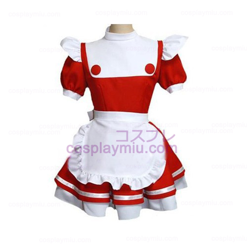 Rood-wit Maid Uuniform Lolita Cosplay België Kostuum