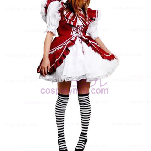 Rode en witte kanten getrimd Lolita Cosplay België Dress