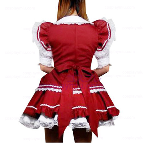Rode en witte kanten getrimd Lolita Cosplay België Dress